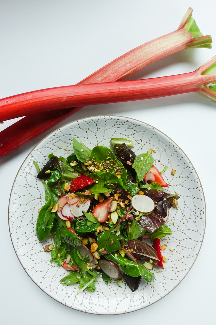 Rhubarb, Radish, and Strawberry Salad