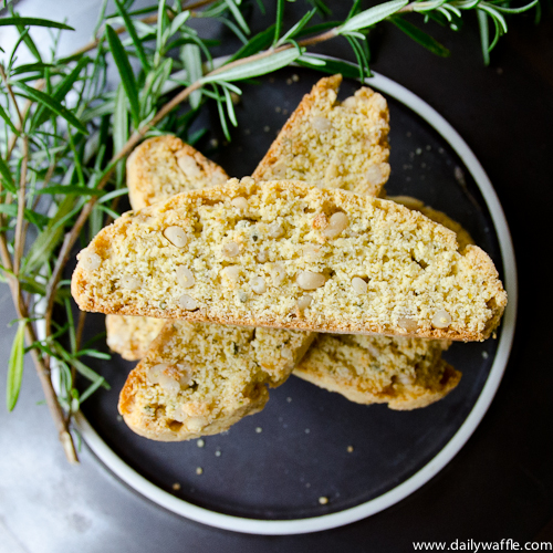 Rosemary Cornmeal Pine Nut Biscotti