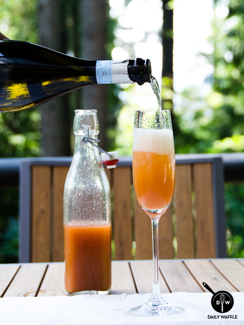 peach bellini with homemade peach syrup| dailywaffle