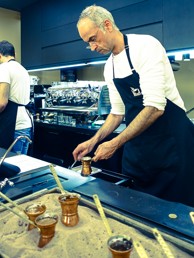 mokka barista making greek coffee athens sugar| dailywaffle