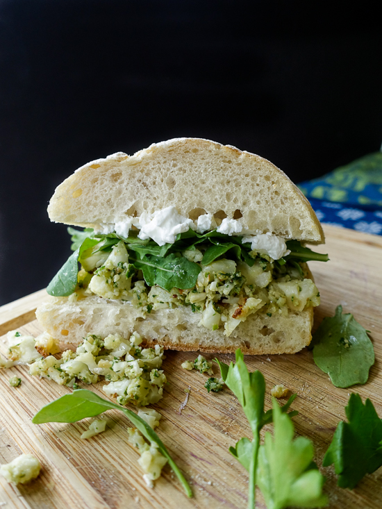 roasted cauliflower sandwich| dailywaffle