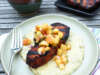 Red Chile Mango Pork Chops with Peach Salsa