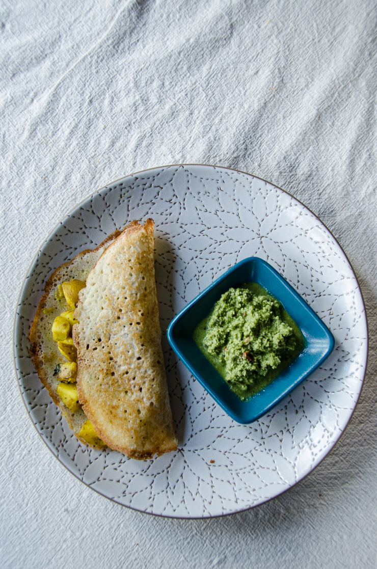 masala dosa with potato curry