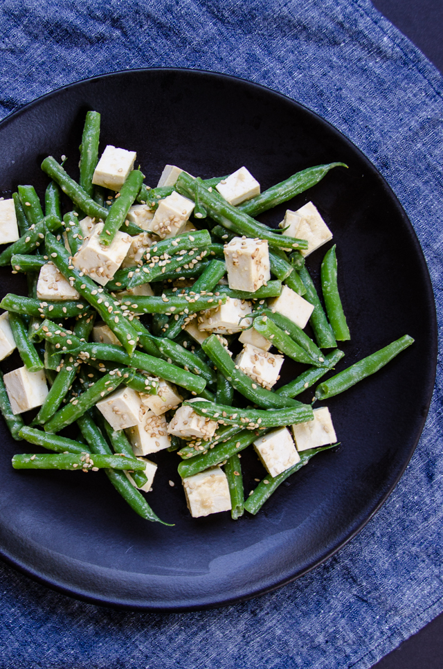 green beans with sesame miso vinaigrette