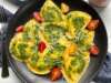 Trader Joe’s Roasted Cauliflower and Cheese Ravioli w/ Kale Pesto