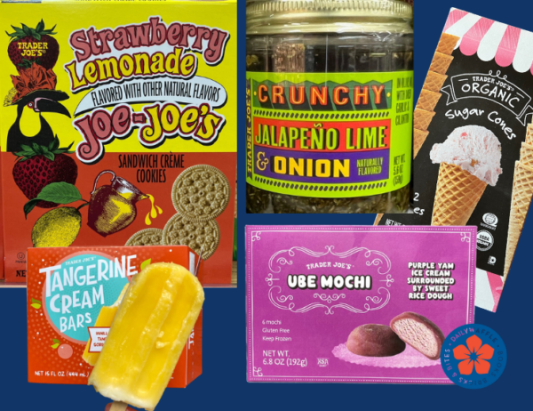 Collage of Trader Joes summer products.