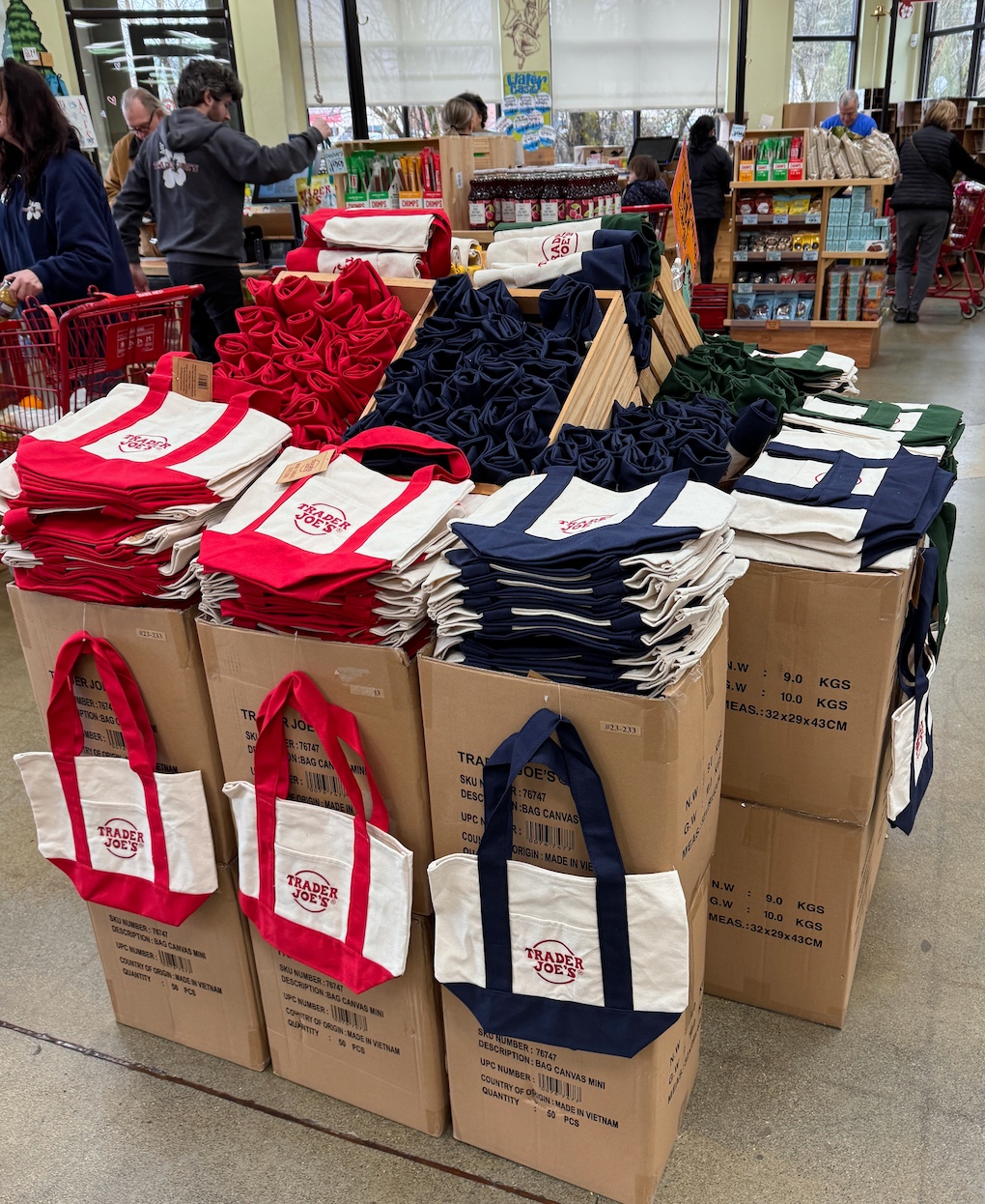 Trader Joe's Small Canvas Totes display in store