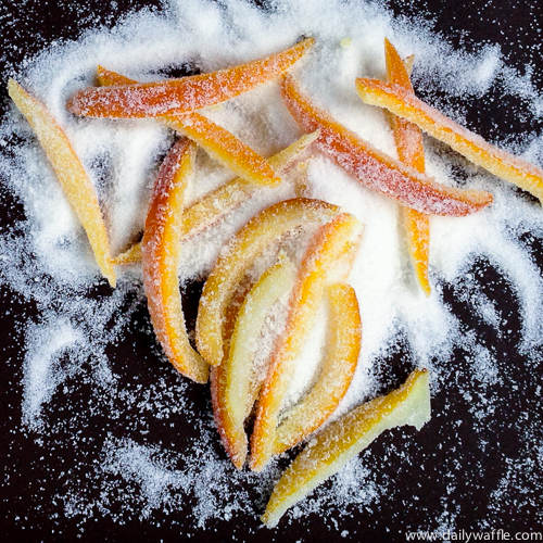 candied orange peel in sugar| dailywaffle