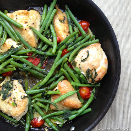 chicken with green beans tomato and mint