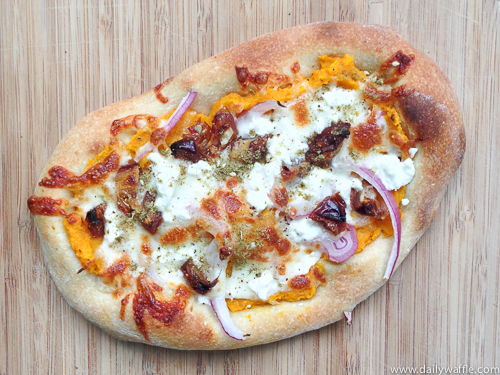butternut red onion feta date pizza| dailywaffle