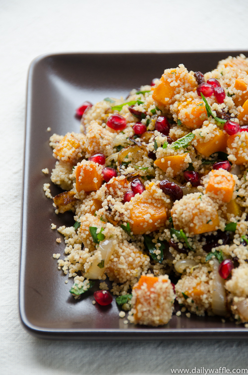 butternut couscous with cherries and pomegranate| dailywaffle
