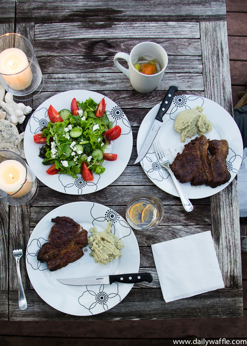 kauai steaks and salad|dailywaffle