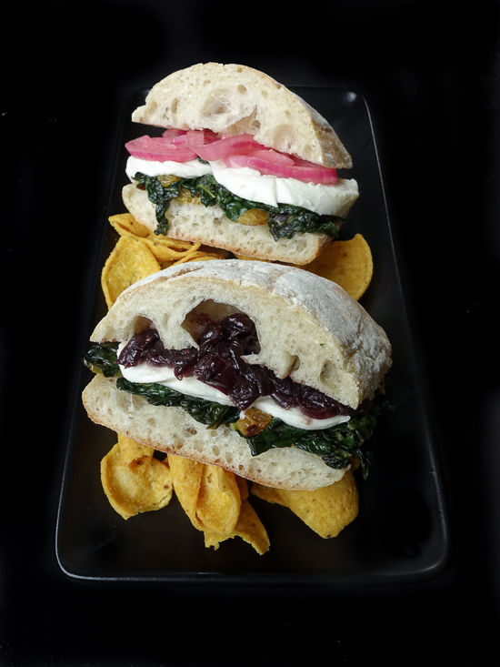 braised kale with mozzarella sandwich |dailywaffle