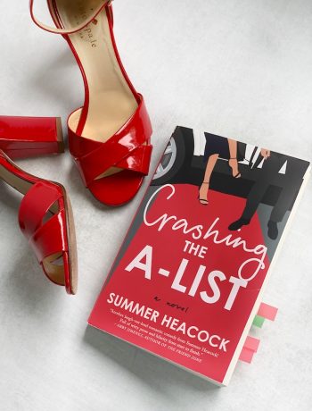 Crashing the A-List set next to a pair of red patent open toe heels.