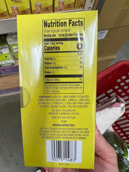 Trader Joe's Cold Brew Iced Tea bags nutrition facts