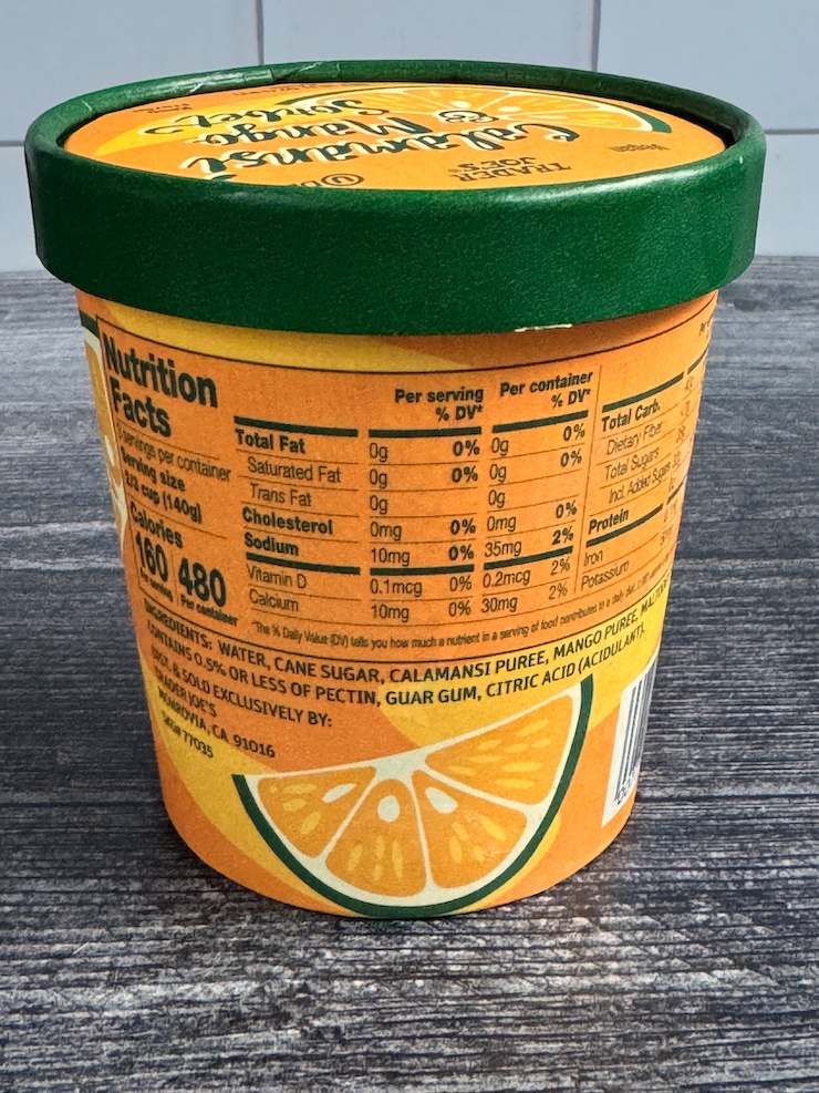 Trader Joe's Calamansi & Mango Sorbet Nutrition Facts.
