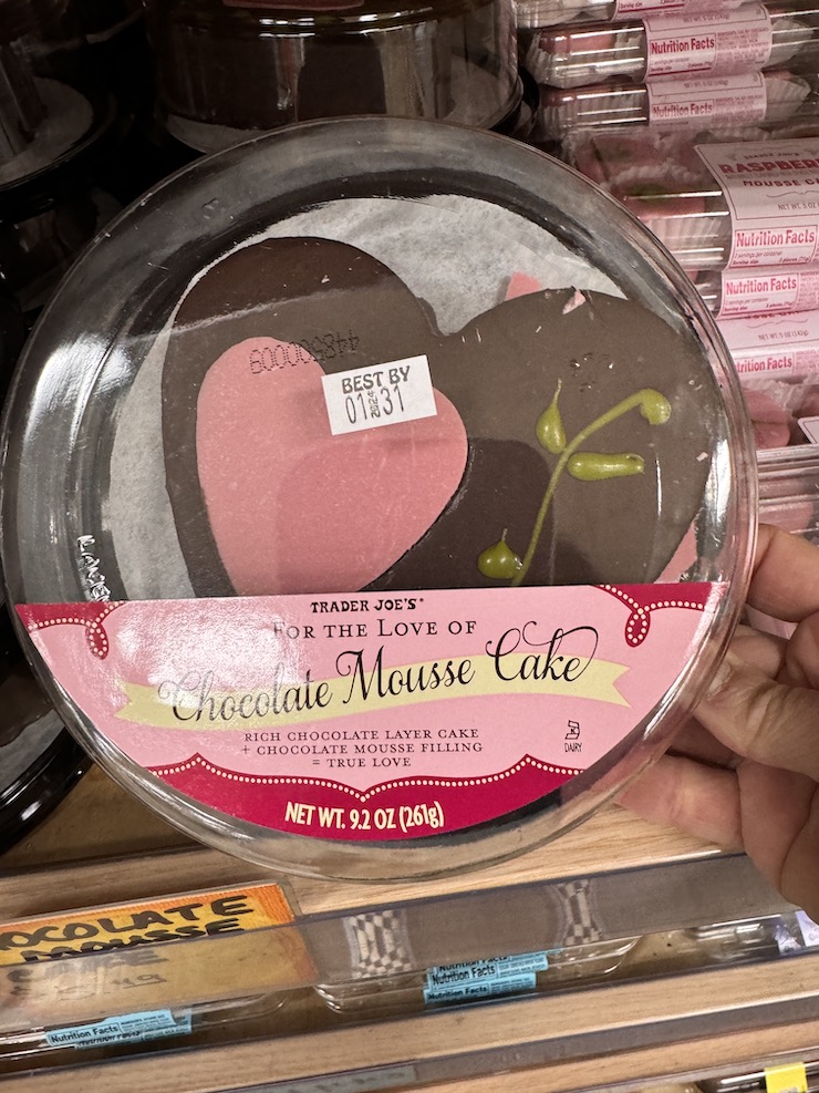 Trader Joe's Heart Shaped Chocolate Mousse Cake.
