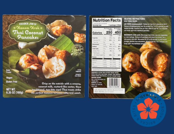 Trader Joe's Thai Coconut Pancakes Kanom Krok box with nutrition facts