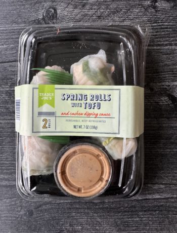 Trader Joe's Spring Rolls with Tofu in a clear top box.