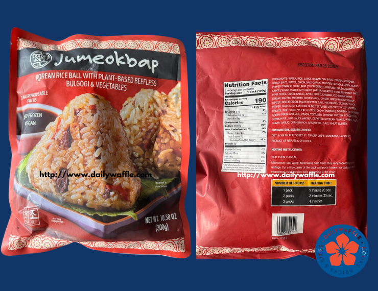 Trader Joe's Jumeokbap, Korean Rice balls, nutrition facts