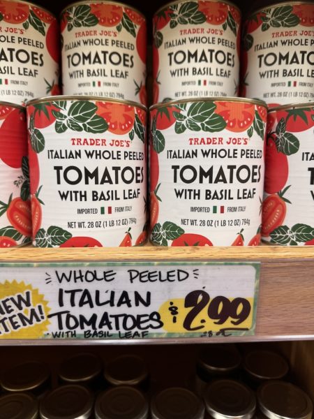 Trader Joe's Italian Whole Peeled. Tomatoes with Basil Leaf