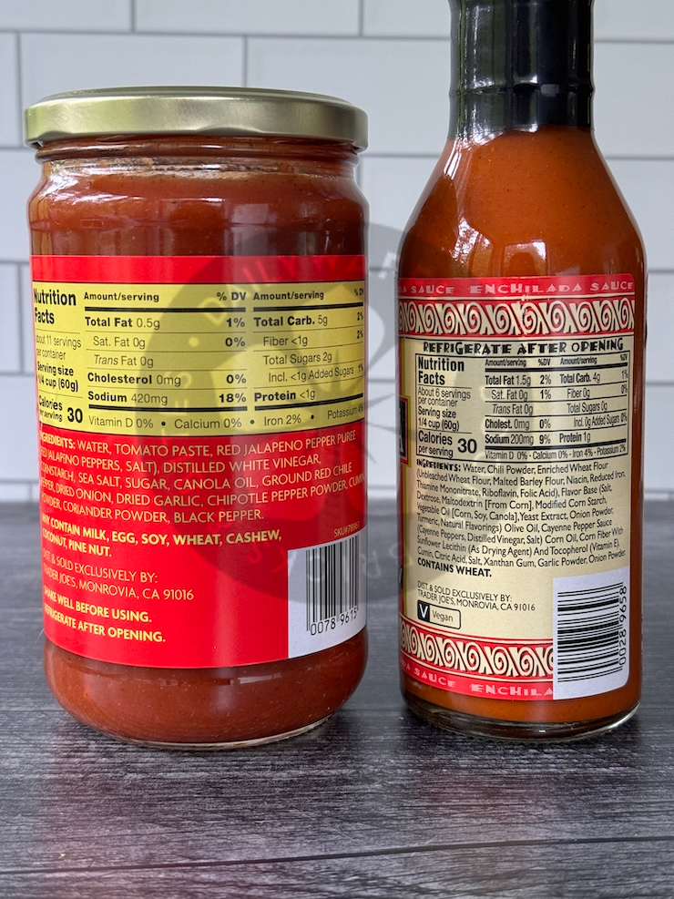 Trader Joe's new enchilada sauce vs. old enchilada sauce ingredient comparison