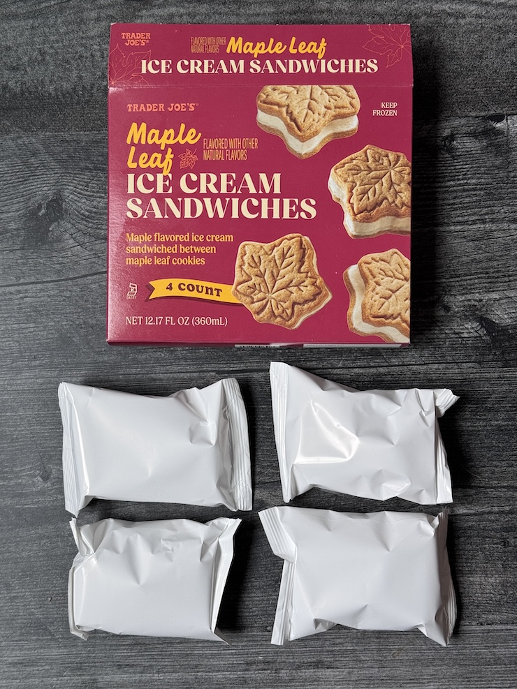 We Tried Trader Joe's Maple Leaf Ice Cream Sandwiches - DailyWaffle