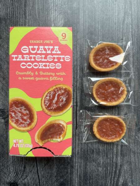 Trader Joe's Guava Tartelette Cookies box with 3 wrapped