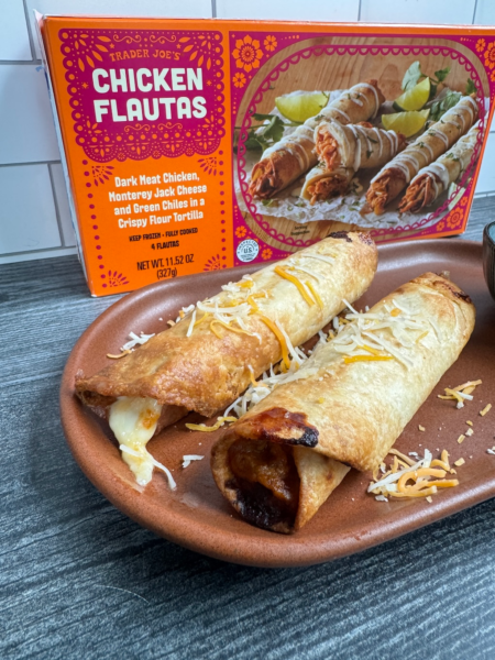 Trader Joe's Chicken Flautas with box angle